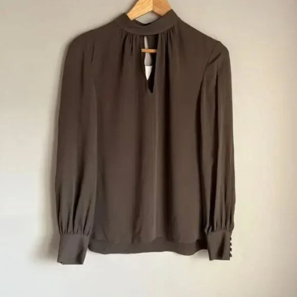 NWT Theory Women's Silk Neck Band Blouse Size S - Picture 2 of 9